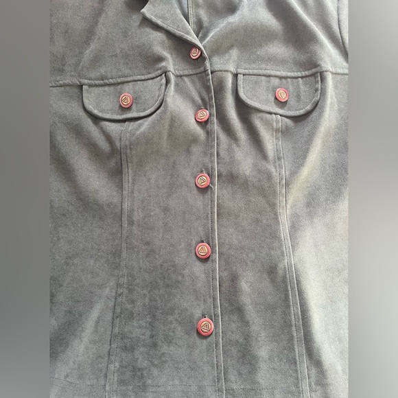 Vintage Algo 90s deep olive green faux-suede blazer-style jacket - Picture 6 of 14